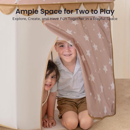 卡其城堡兒童室內遊戲帳篷 Khaki Castle Play Tent for Kids - Portable Indoor Playhouse