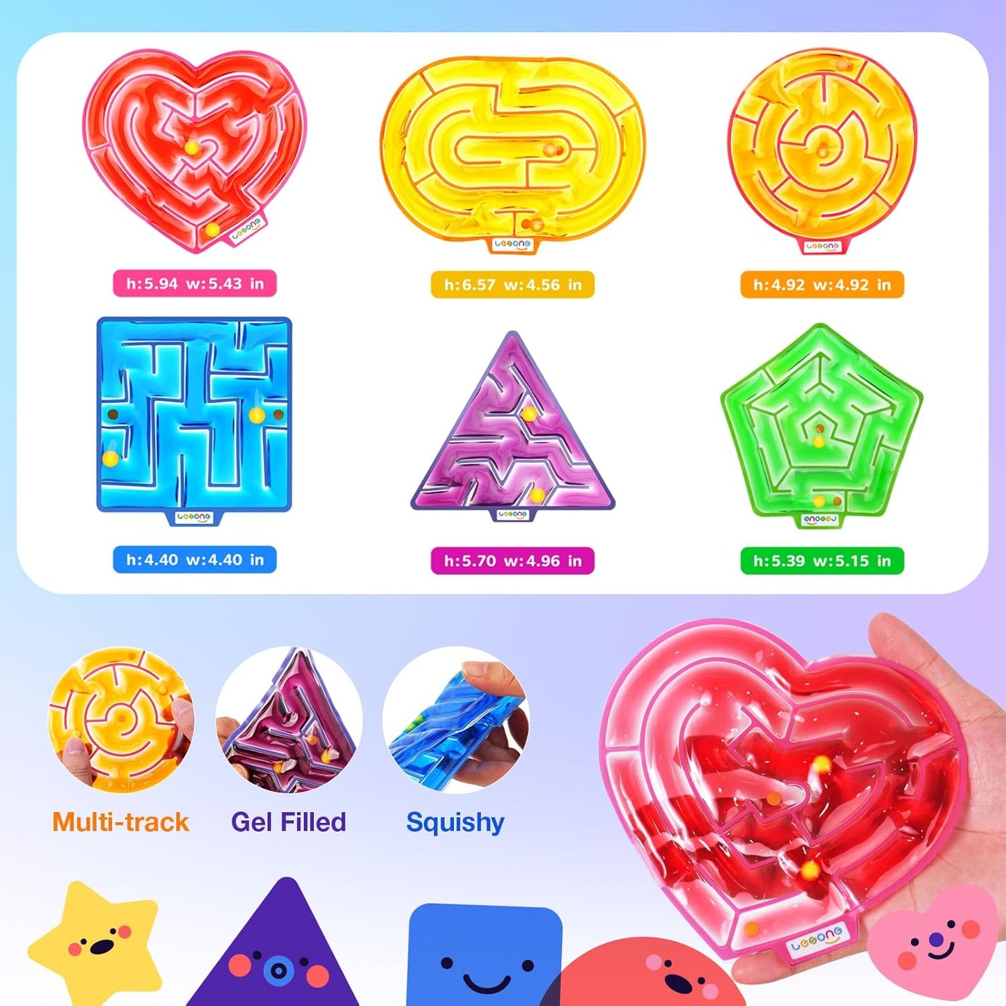 LESONG 凝膠迷宮感統玩具 6入組 Gel Maze Sensory Toys 8-Pack