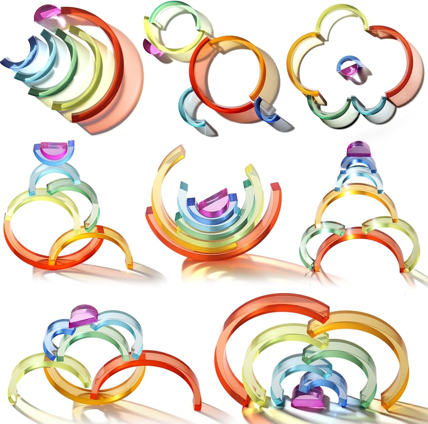 7色漸層拱形積木 Acrylic Rainbow Blocks Set
