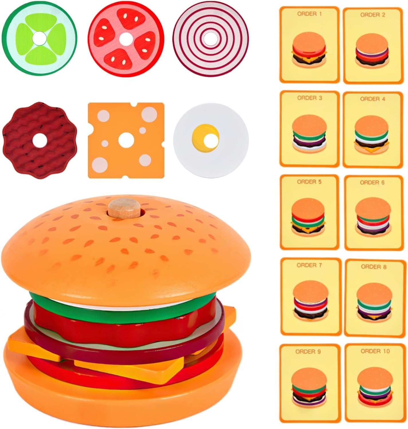 木質漢堡三明治堆疊玩具 Wooden Burger Sandwich Stacking Toy