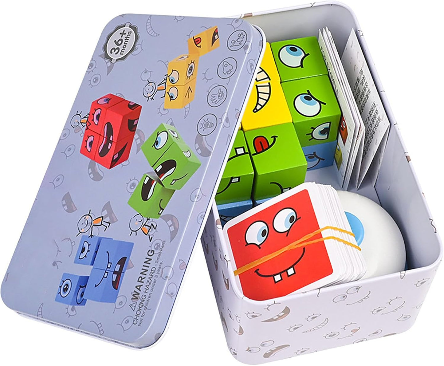 木製表情魔方配對遊戲 Wooden Face Expression Puzzle Cubes
