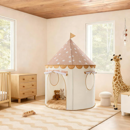 卡其城堡兒童室內遊戲帳篷 Khaki Castle Play Tent for Kids - Portable Indoor Playhouse