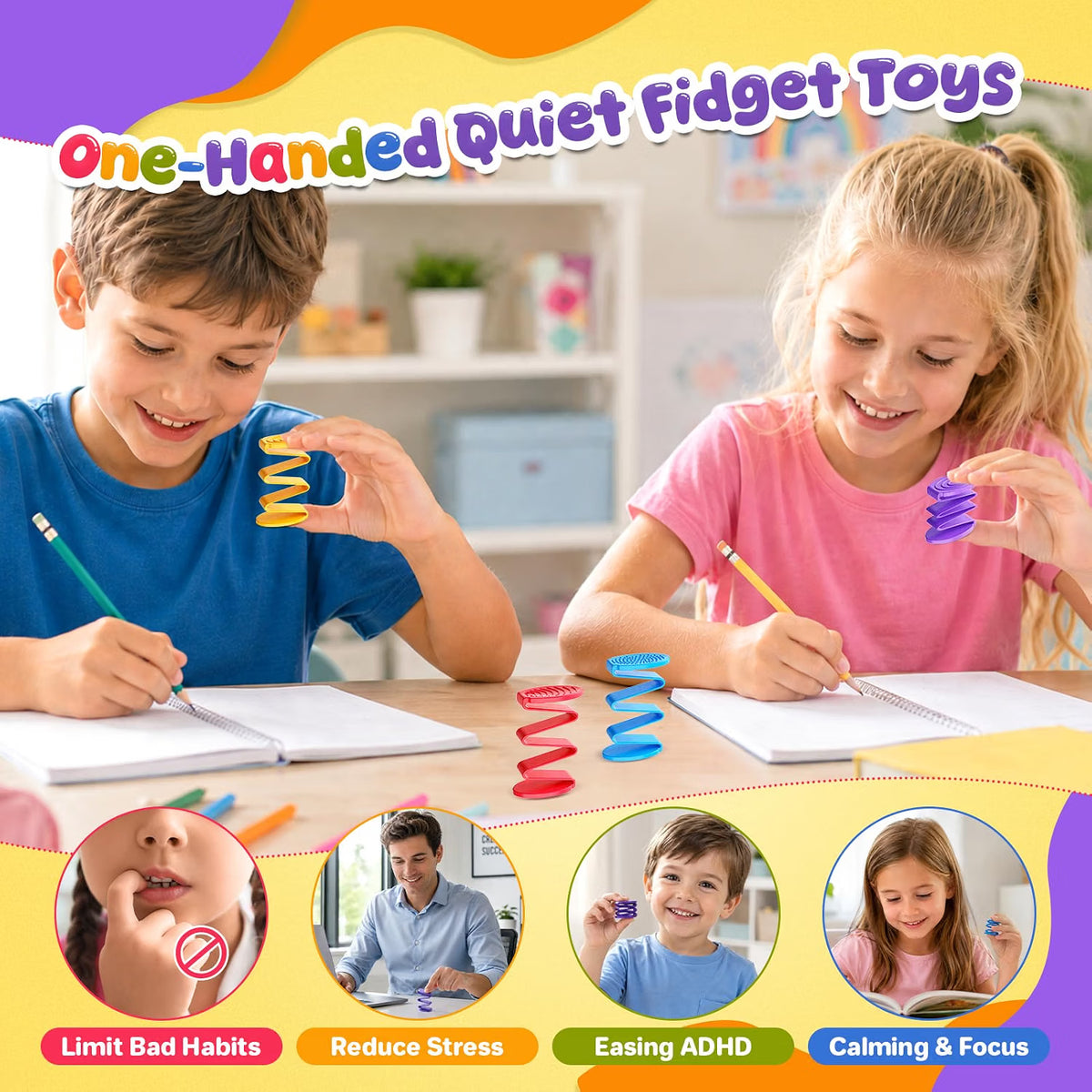 LESONG 彈簧指尖按壓玩具 Springy Coil Finger Fidget Toys (Pack of 12)