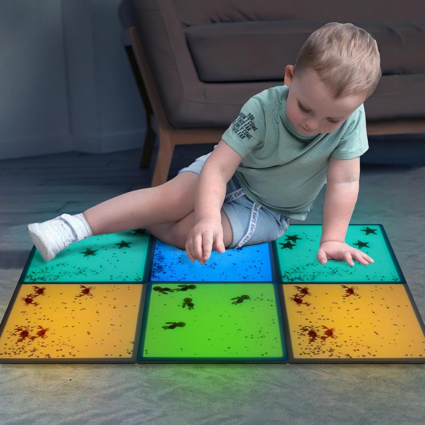 夜光海洋感統地墊 4入組 30CM Glow Ocean Sensory Tiles 4-Pack 30CM
