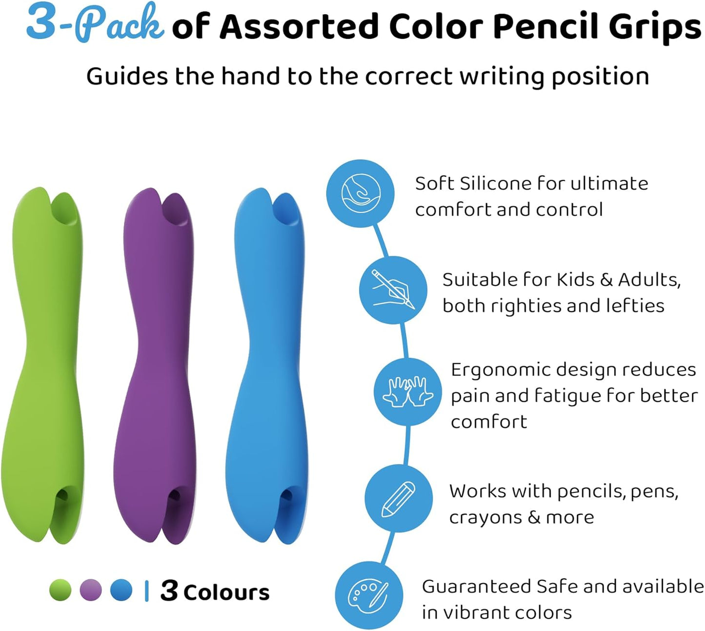 人體工學握筆器 3入組 Ergonomic Dual-Head Pencil Grips 3-Pack