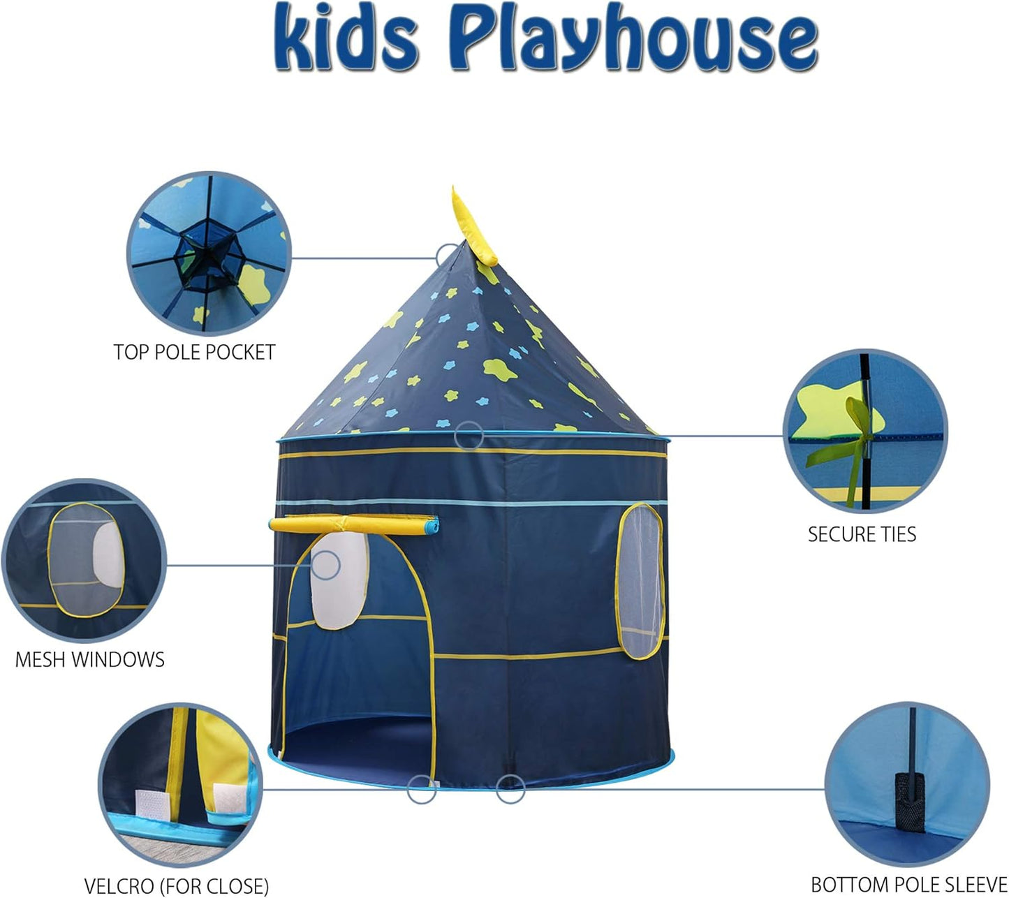 兒童城堡遊戲帳篷（月光藍）Princess Castle Play Tent