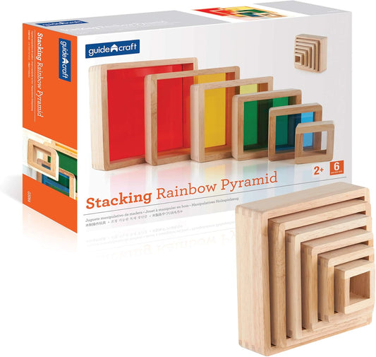 Guidecraft 彩虹堆疊金字塔－幼兒色彩探索學習玩具 Stacking Rainbow Pyramid – Colorful Educational Toy for Toddlers