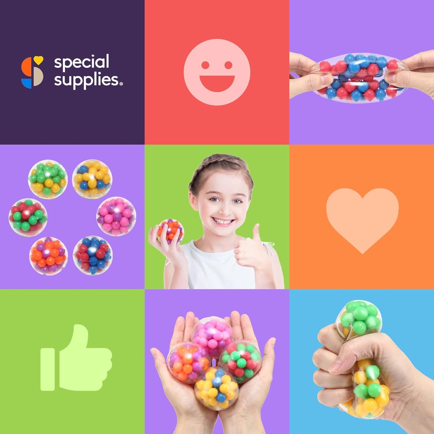 Special Supplies 彩色感壓球 Squishy Stress Balls - 6 Pack (Style#1)
