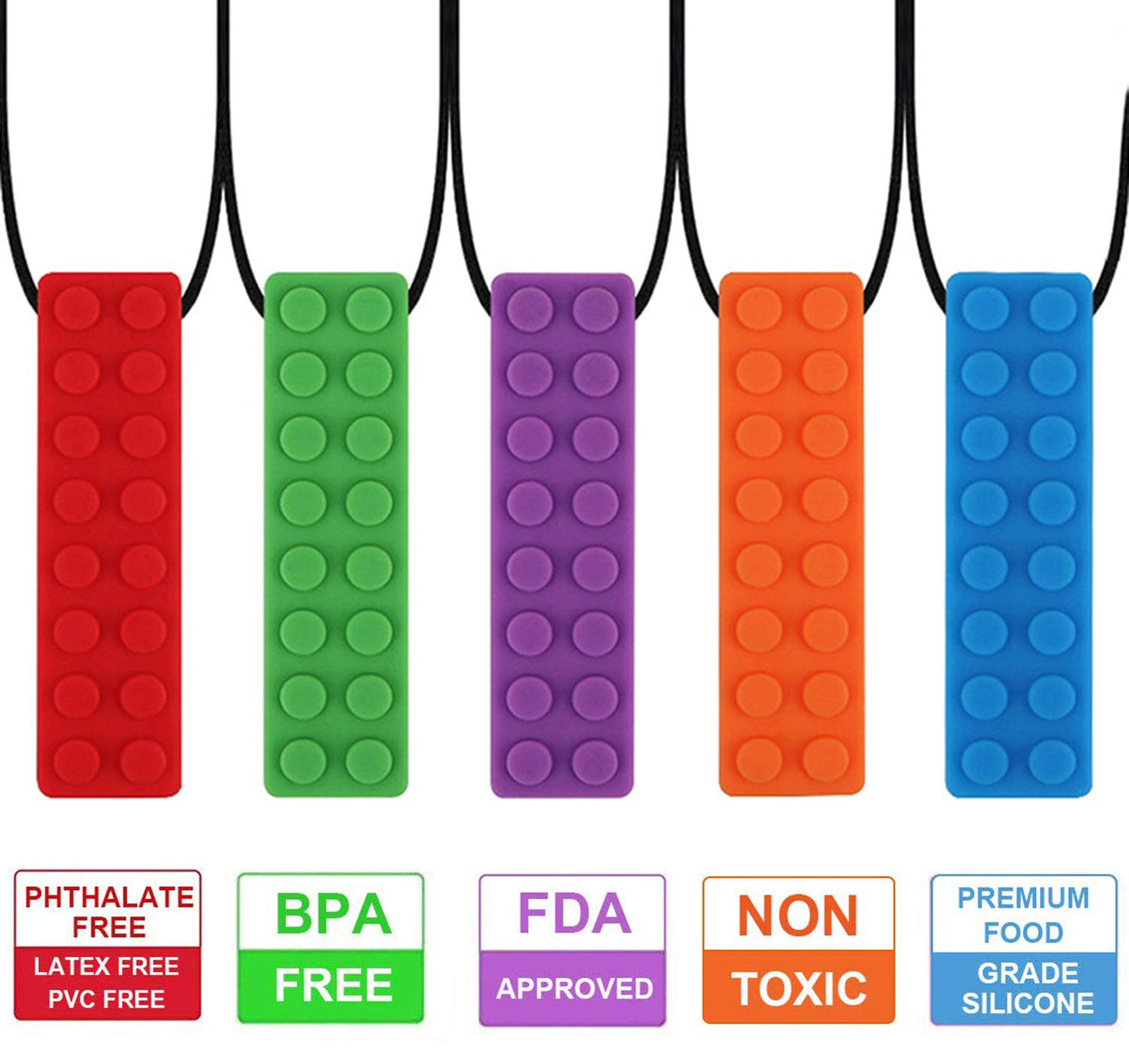 Seeway 感統咀嚼LEGO項鍊 5件組 Chew LEGO Necklaces – 5 Pack