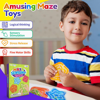 LESONG 凝膠迷宮感統玩具 4入組 Gel-Filled Maze Fidget Toys - 4 Pack