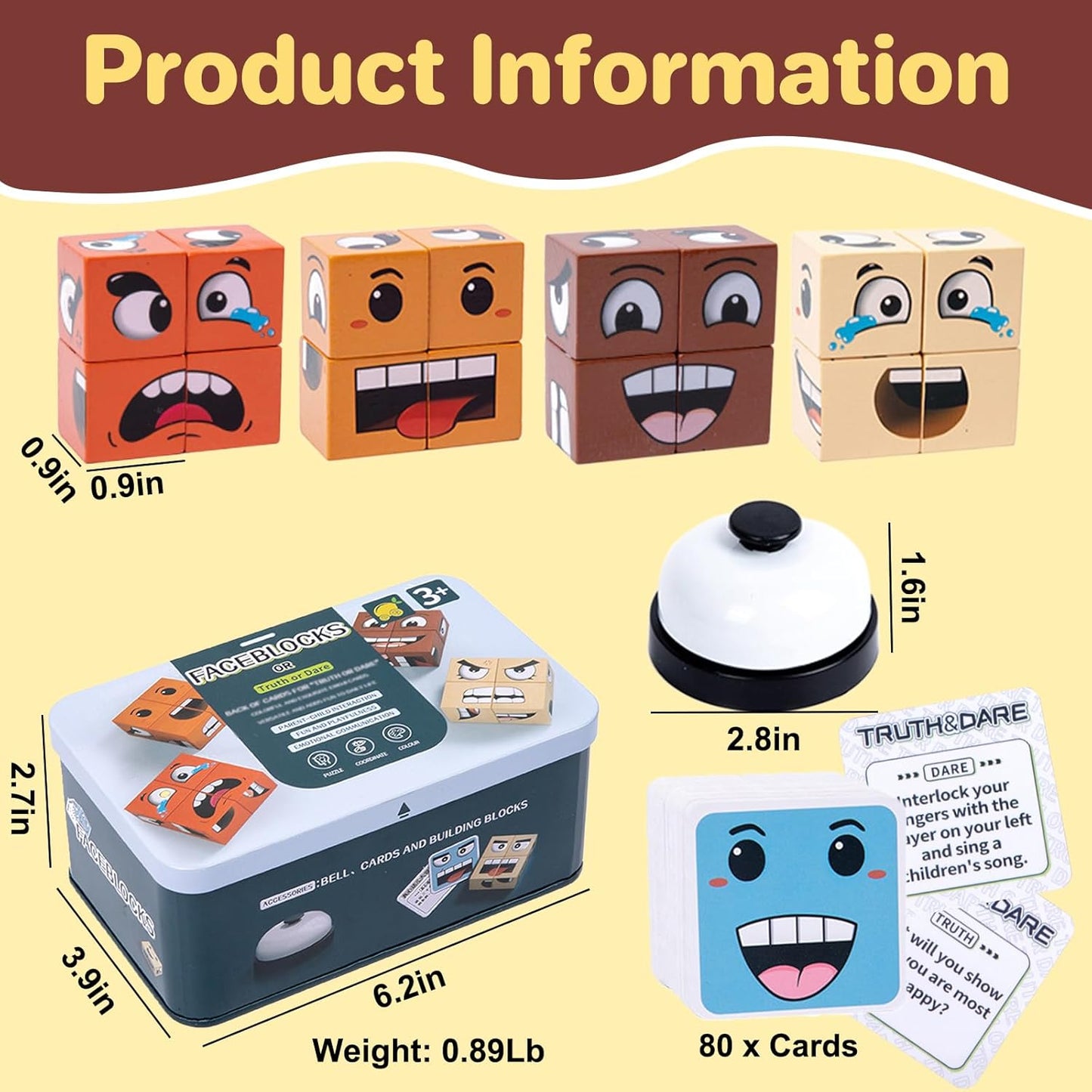 木製變臉魔方配對遊戲 Wooden Face Blocks Matching Game