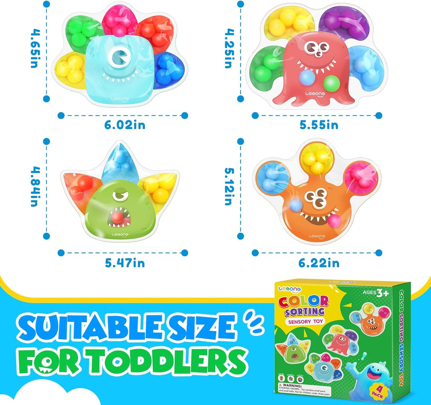 LESONG 顏色分類感統玩具 Color Sorting Sensory Toys – 4 Pack