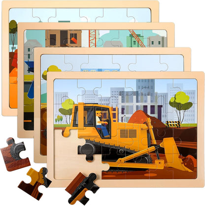 木製工程車拼圖 Wooden Vehicle Puzzles for Kids