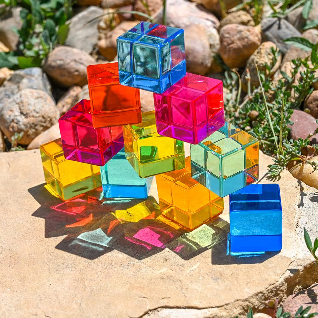 彩虹寶石方塊鏡面木托盤 Tickit Gem Cube Mirror Tray (100 Acrylic Cubes)