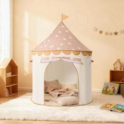 卡其城堡兒童室內遊戲帳篷 Khaki Castle Play Tent for Kids - Portable Indoor Playhouse