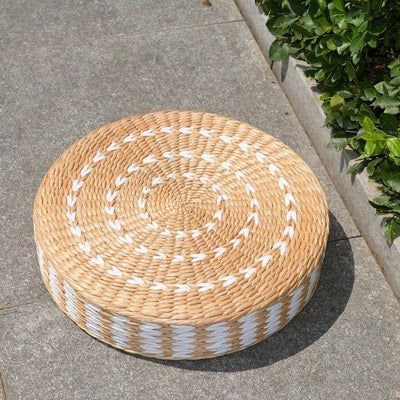 日式蒲草手工編織圓形蒲團 Handmade Natural Straw Woven Pouf