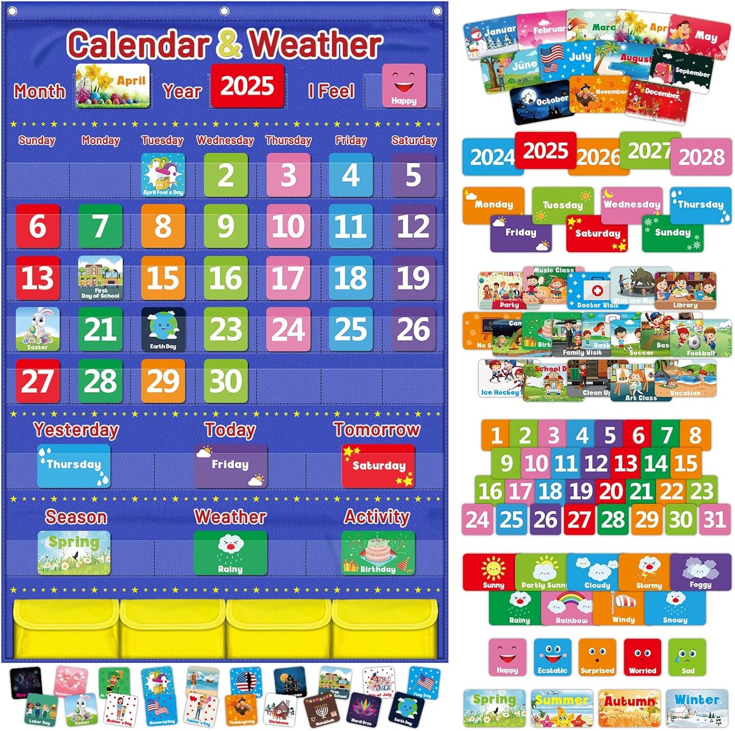 兒童月曆天氣學習圖表 Calendar & Weather Pocket Chart