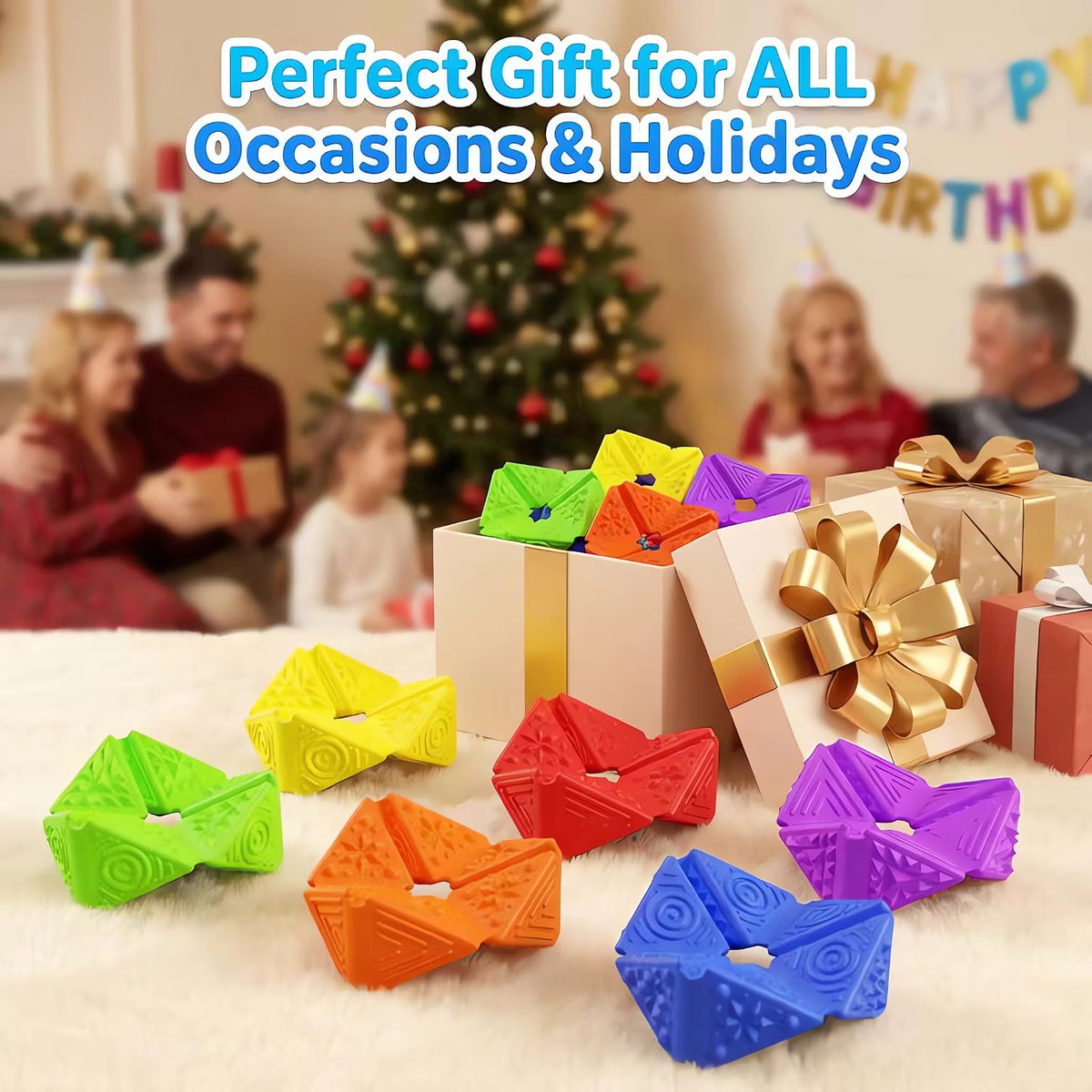 四面觸感翻轉方塊 矽膠感統減壓石 4-in-1 Textured Sensory Flip Cubes (Pack of 6)