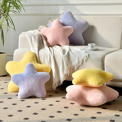 星形仿兔毛抱枕 Star-Shaped Faux Rabbit Fur Pillow