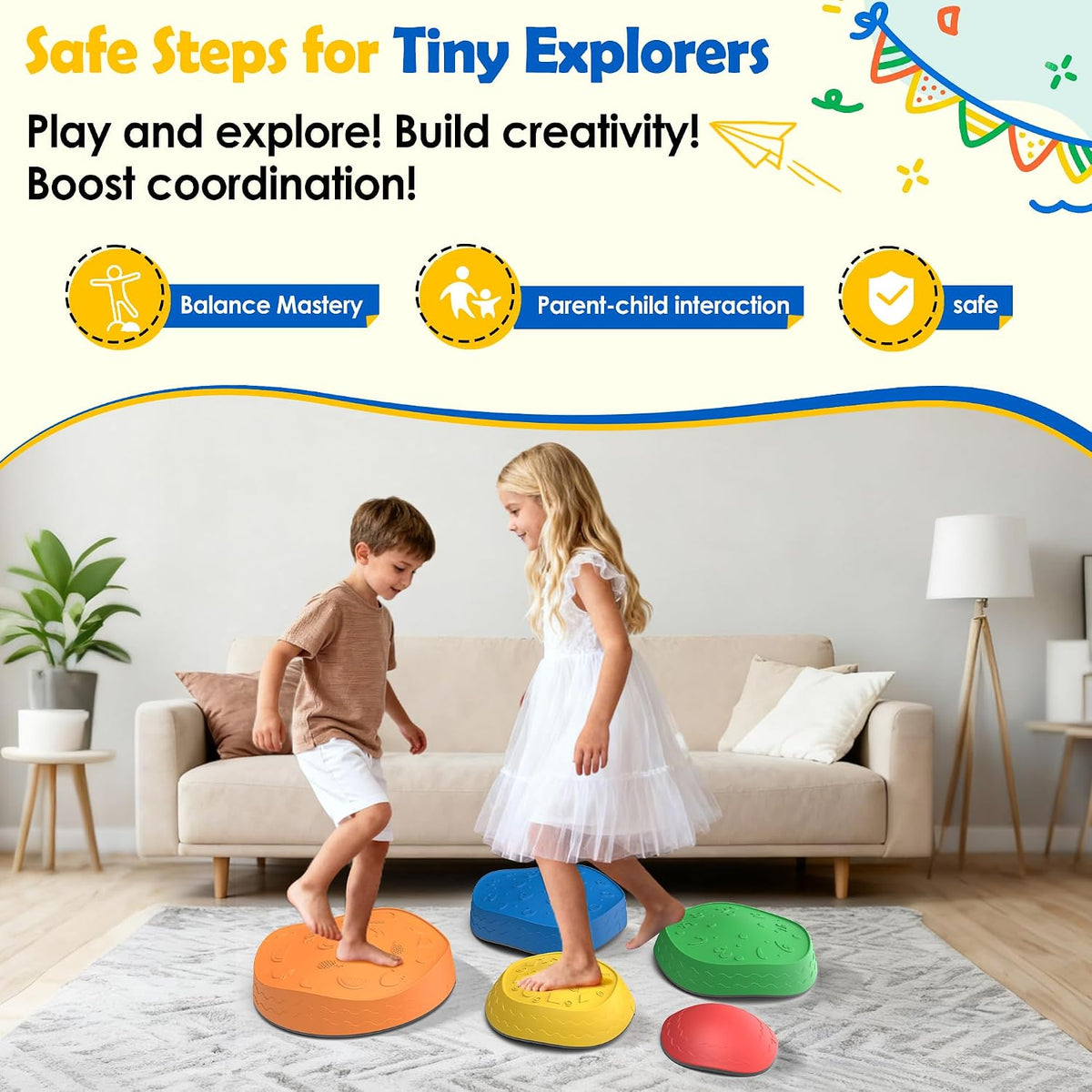 彩虹過河石 34×9cm（5件套）Rainbow Balance Stepping Stones