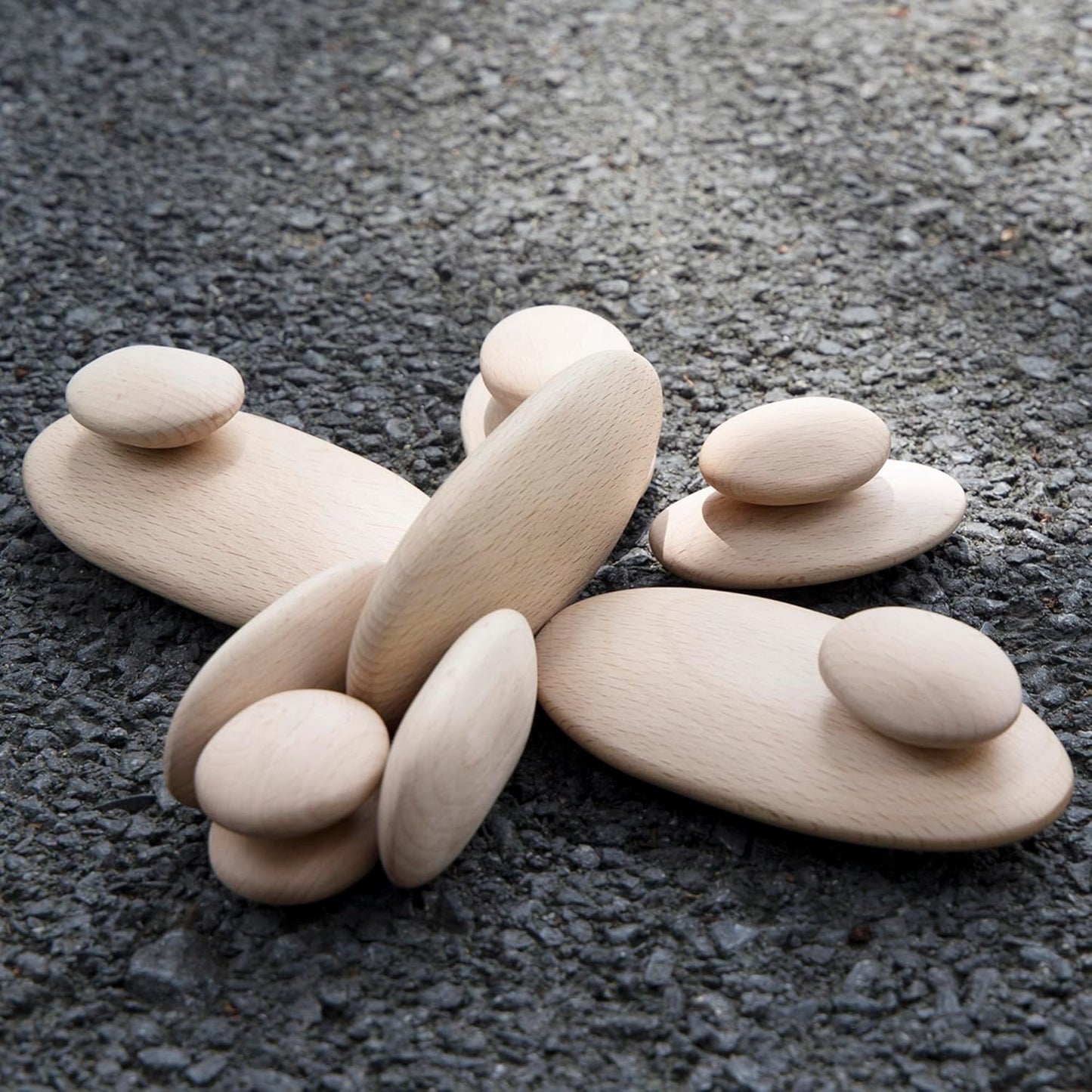 Guidecraft 木製堆石積木｜20件自然河石材質建構組 Wood Stackers｜River Stones