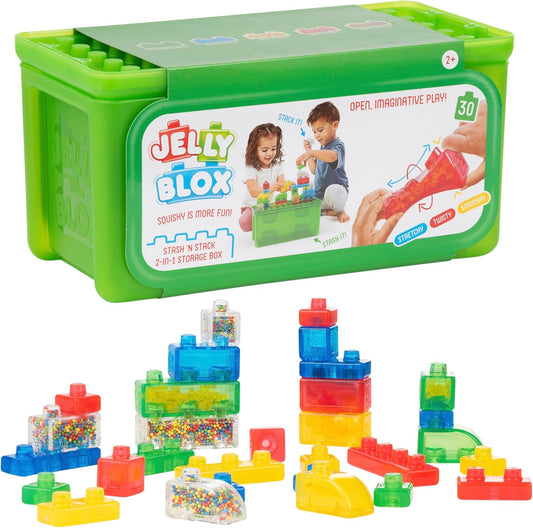 Jelly Blox 收納積木箱 30件式感官積木組 Stash 'N Stack 30 Blocks