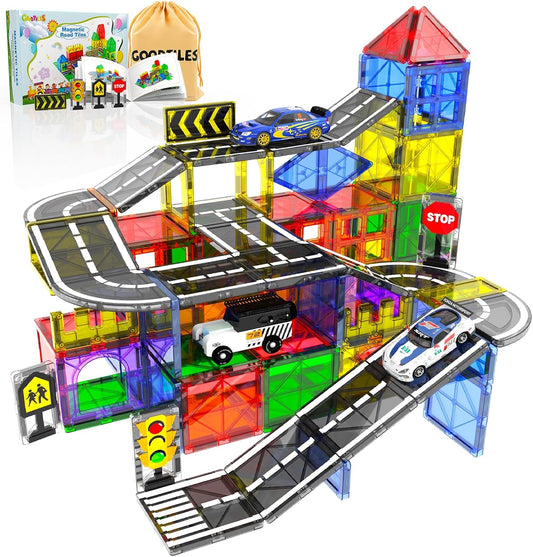 城市交通磁力片道路組 38件 Magnetic Road Tiles Set 38 PCS