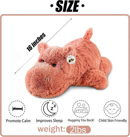 16吋 2磅粉色河馬加壓玩偶 16" 2lbs Pink Hippo Weighted Stuffed Animal