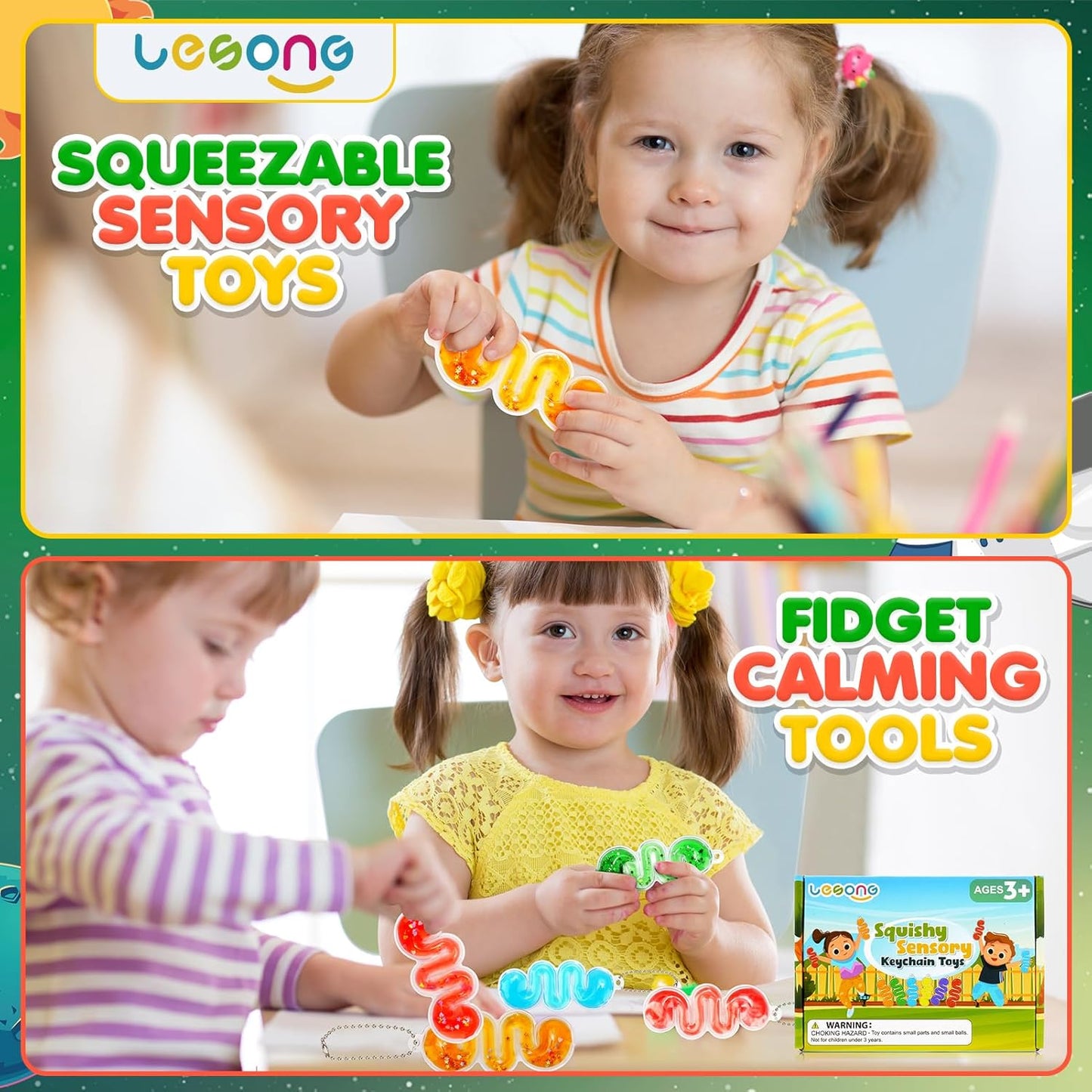 LESONG 感統鑰匙圈 Sensory Keychain Toys – 12 Pack