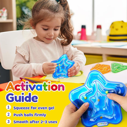 LESONG 凝膠迷宮感統玩具 4入組 Gel-Filled Maze Fidget Toys - 4 Pack