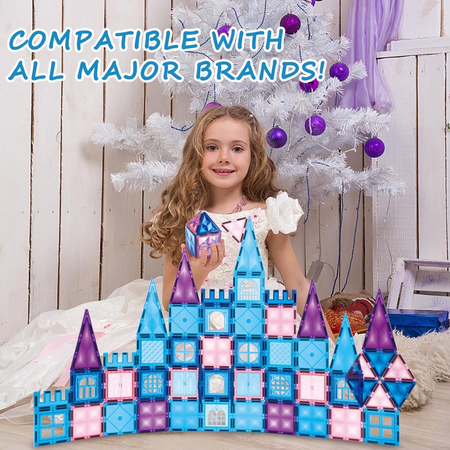 冰雪公主城堡磁力片 110件 Princess Castle Magnetic Tiles 110 PCS