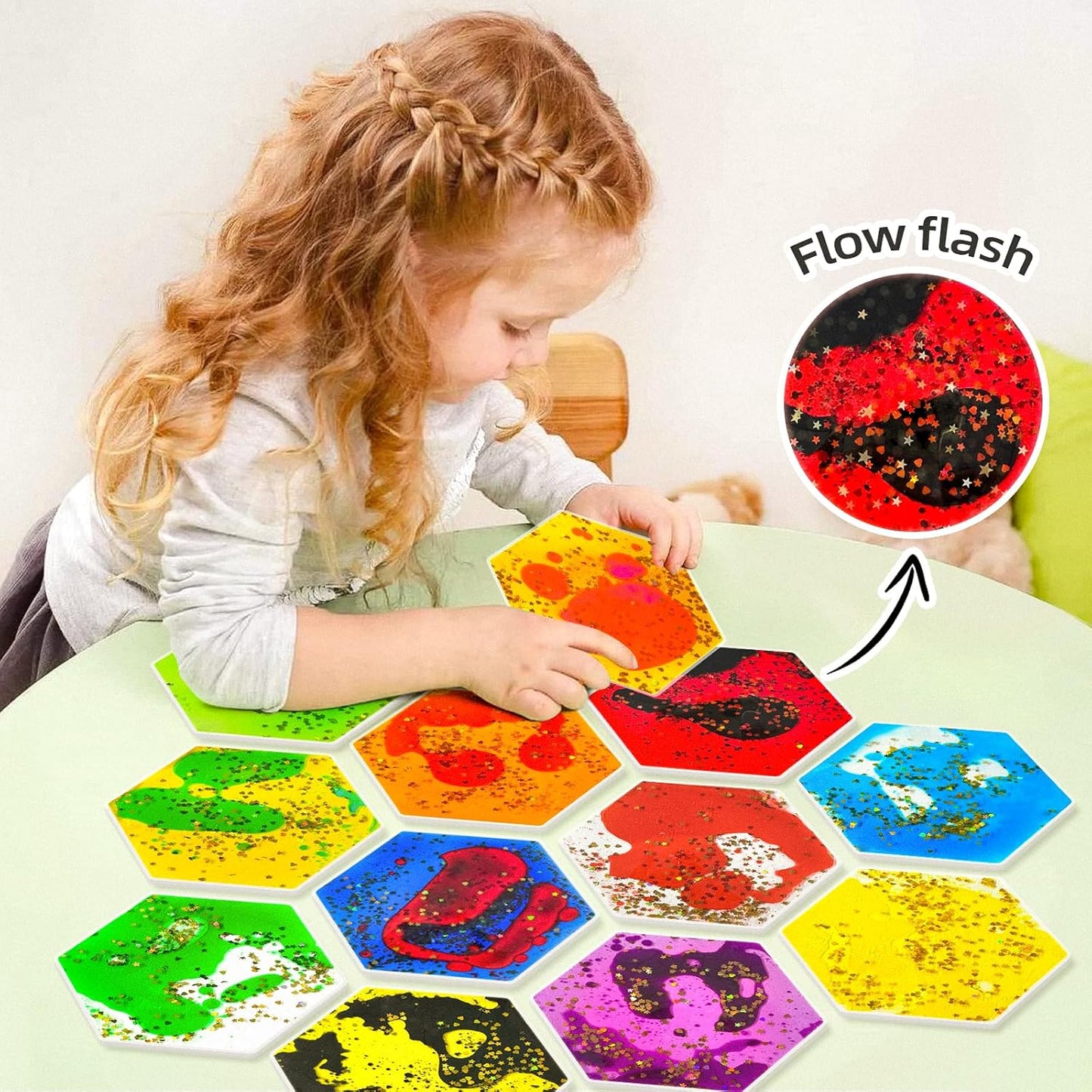 六角形液態感統玩具 12入組  Hexagonal Liquid Motion Toys 12-Pack
