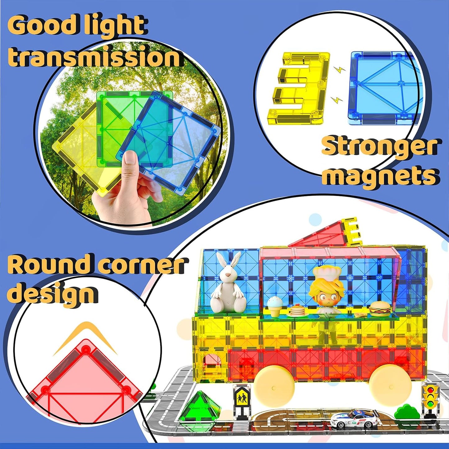 城市交通磁力片道路組 38件 Magnetic Road Tiles Set 38 PCS