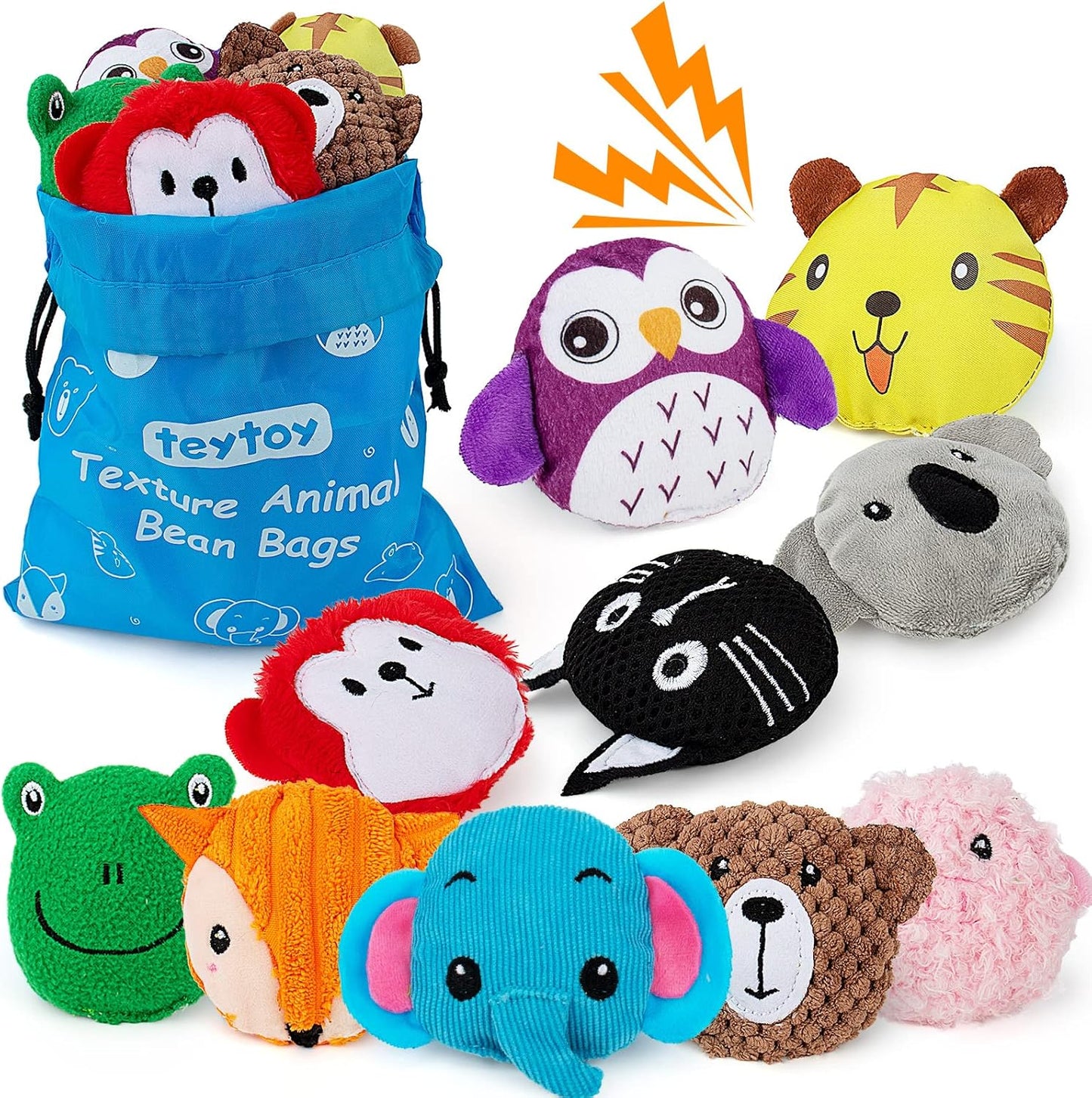 teytoy 動物感官紋理豆袋 10入 Sensory Bean Bags for Kids - 10pcs Animal Texture Set