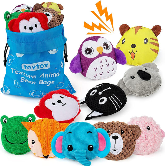 teytoy 動物感官紋理豆袋 10入 Sensory Bean Bags for Kids - 10pcs Animal Texture Set