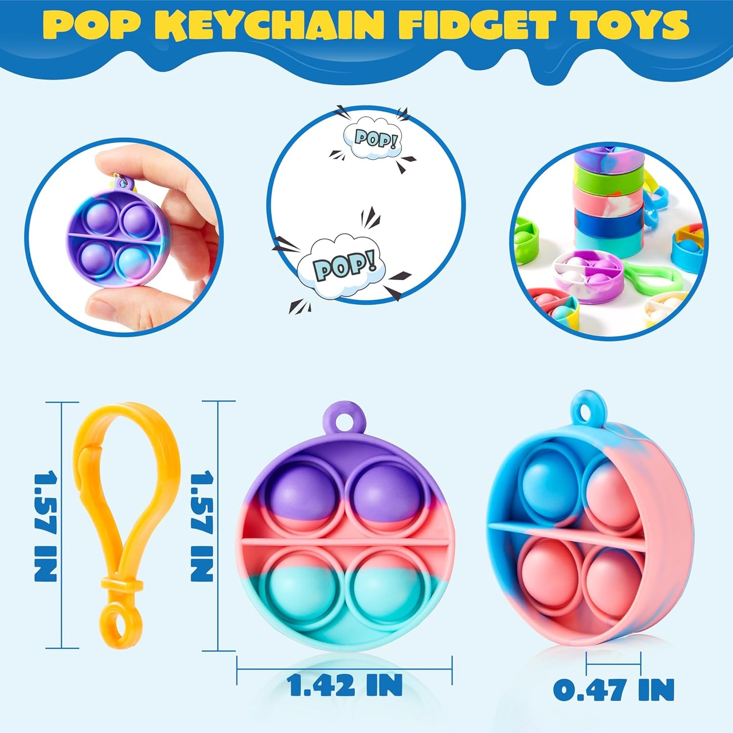 按壓鑰匙扣 30件 JOYIN Pop Fidget Keychain 30PCS