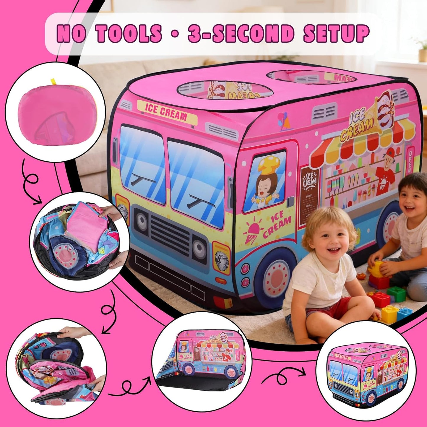 雪糕車造型兒童快開遊戲帳篷 Ice Cream Truck Pop-Up Play Tent