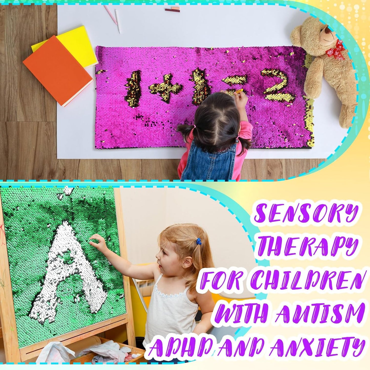Irenare 6片裝感統亮片牆布 6-Pack Sensory Sequin Wall Panels