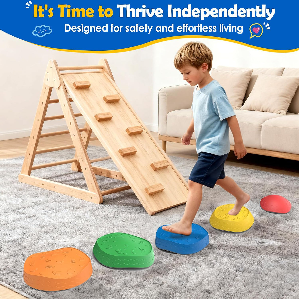 彩虹過河石 34×9cm（5件套）Rainbow Balance Stepping Stones