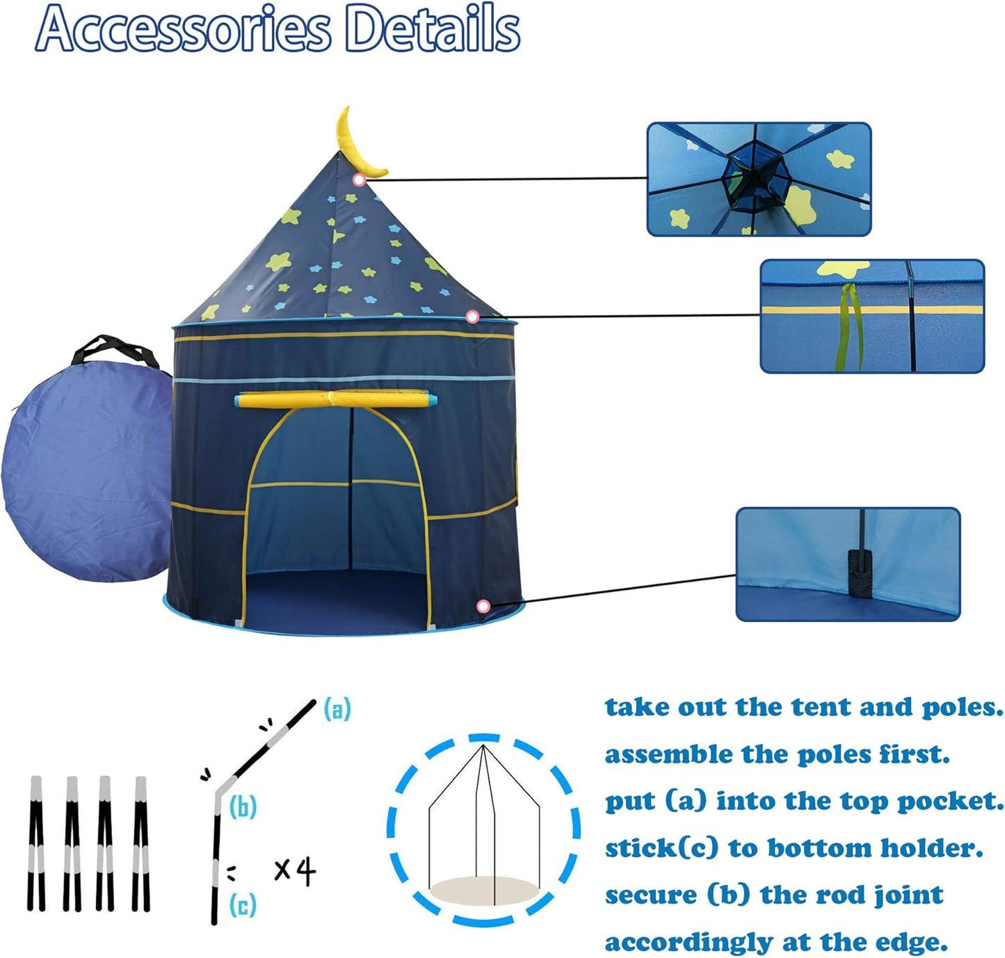 兒童城堡遊戲帳篷（月光藍）Princess Castle Play Tent