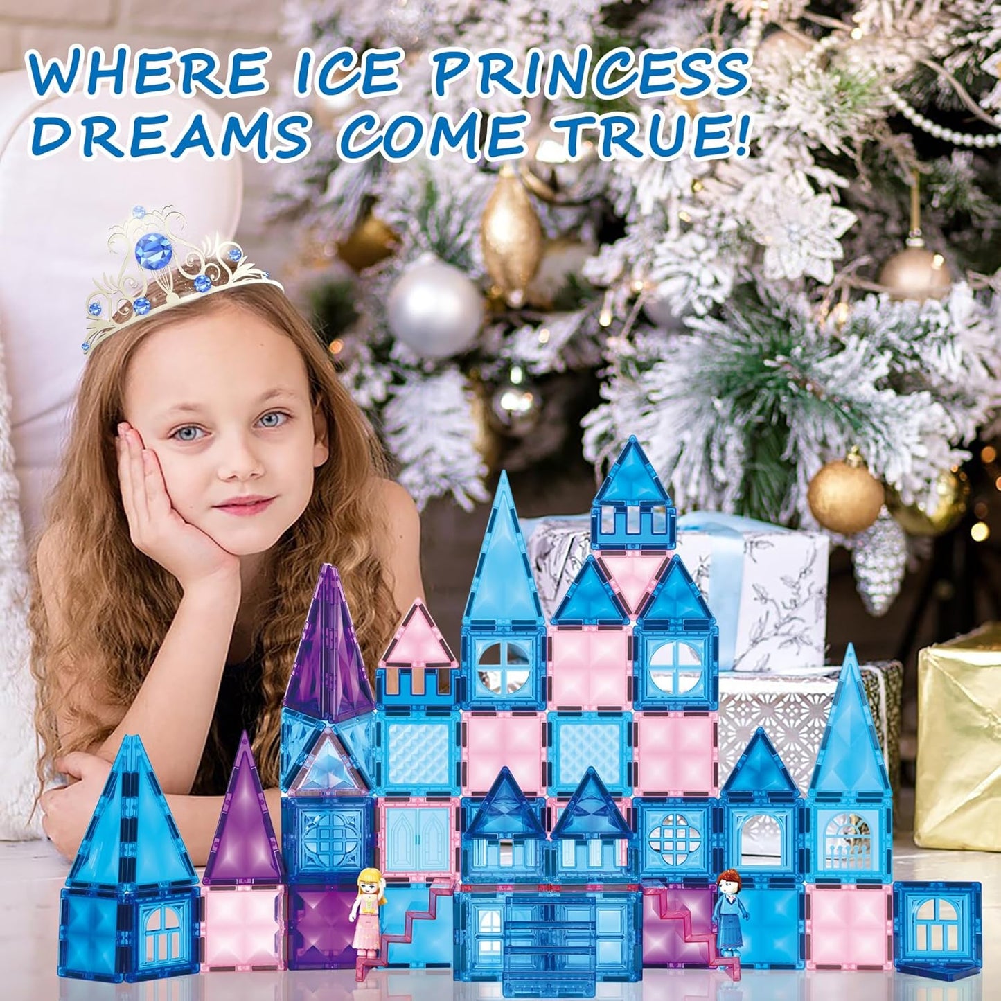 冰雪公主城堡磁力片 110件 Princess Castle Magnetic Tiles 110 PCS