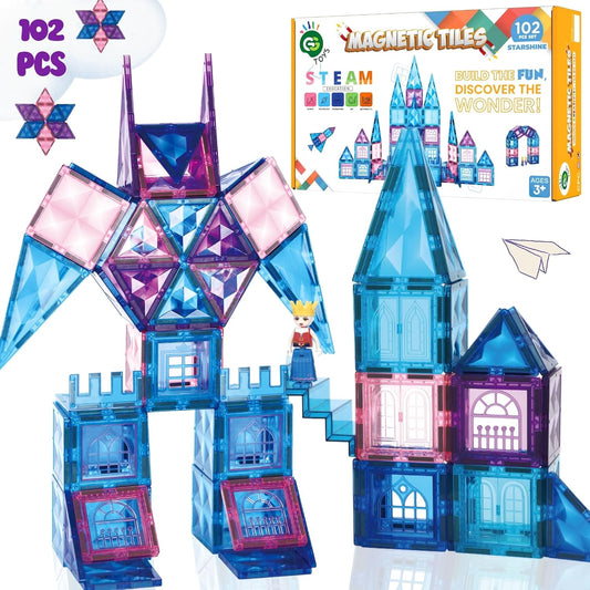 粉紫城堡磁力積木套裝 102片 Piece Magnetic Tiles Construction Set –Purple Pink Castle 102PCS