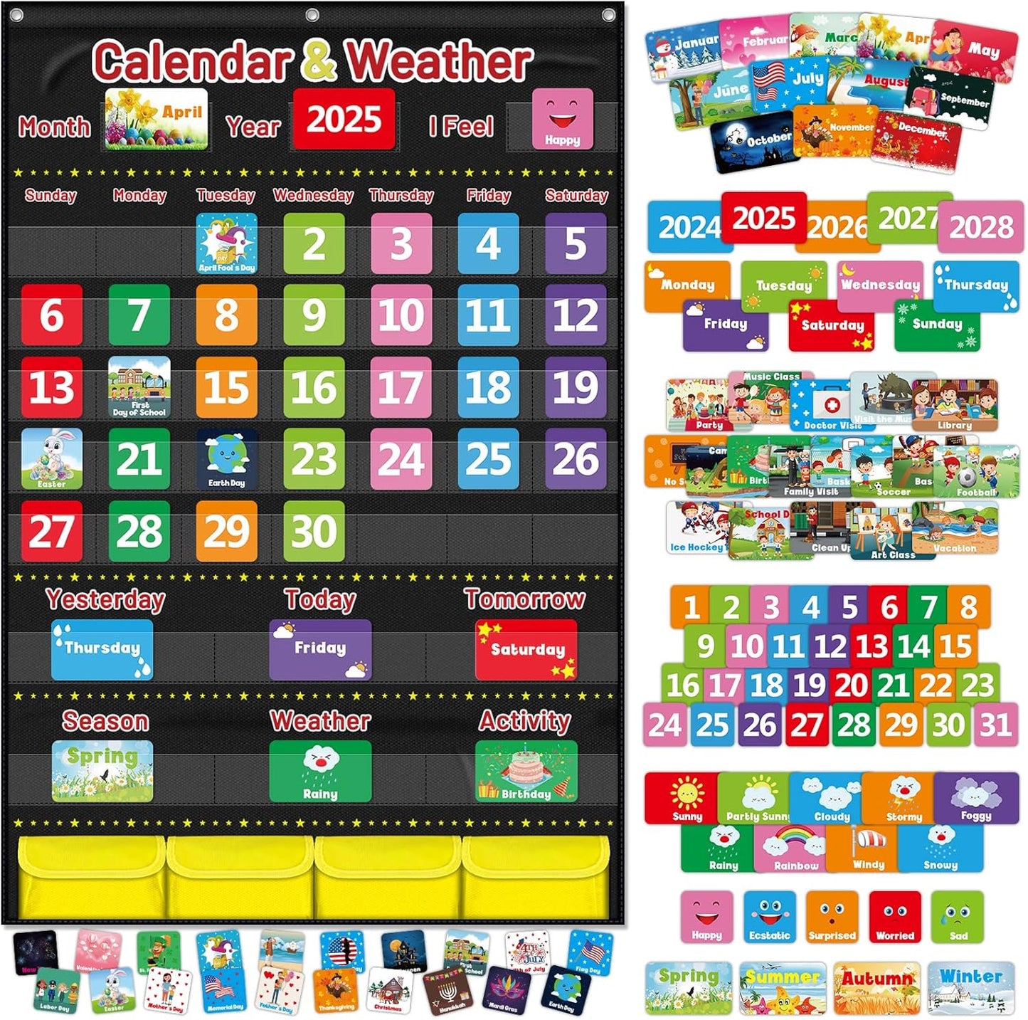 兒童月曆天氣學習圖表 Calendar & Weather Pocket Chart