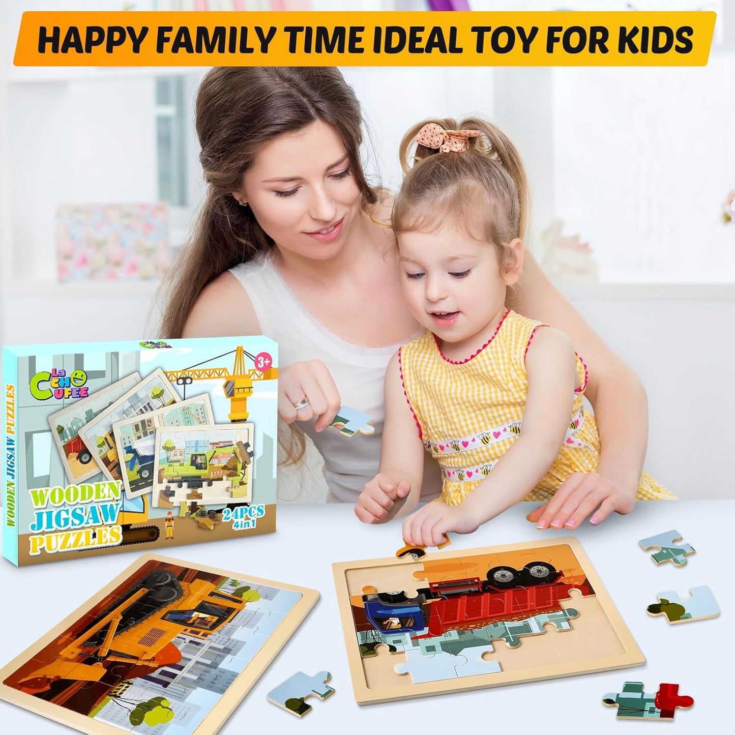 木製工程車拼圖 Wooden Vehicle Puzzles for Kids