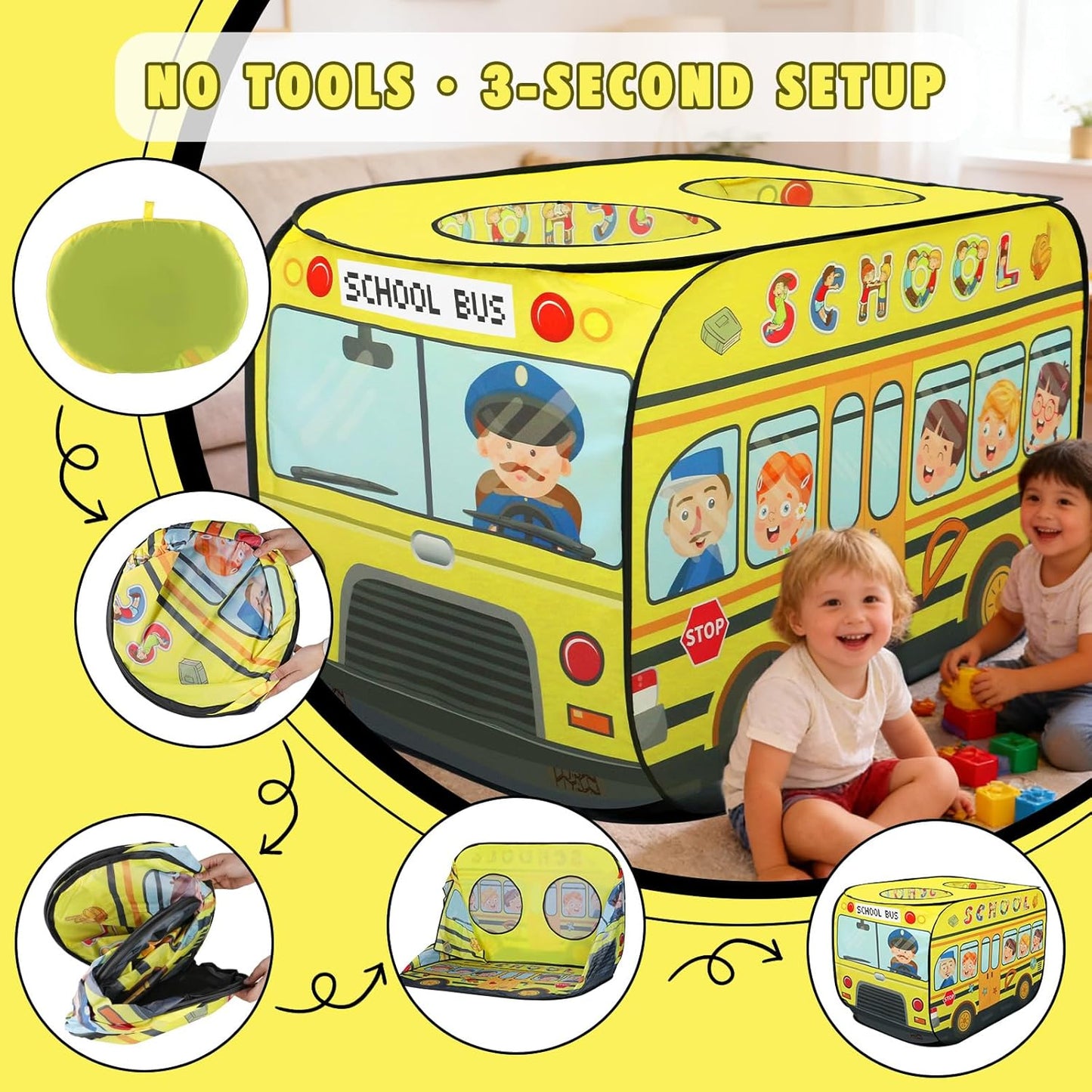 校車造型兒童快開遊戲帳篷 School Bus Pop-Up Play Tent
