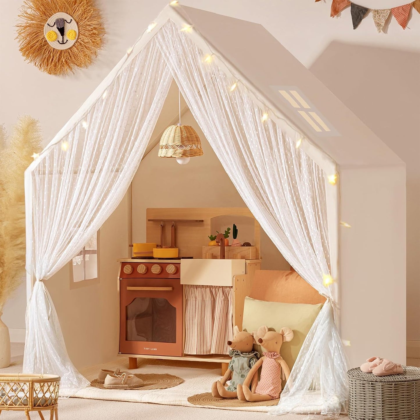 波西米亞風蕾絲兒童遊戲帳篷 Boho Lace Play Tent for Kids