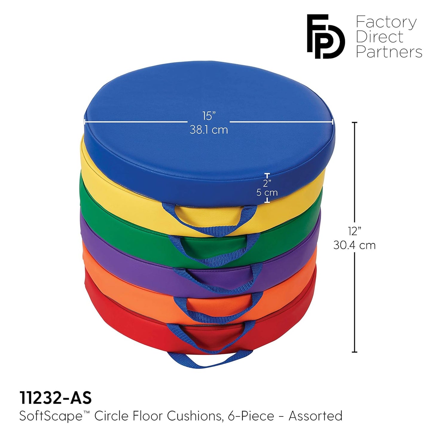靈活學習地板坐墊6件組-彩虹色系 SoftZone Round Floor Cushions, 6-Piece Set - Rainbow Tones