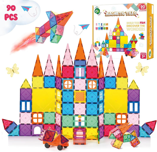 彩虹城堡磁力積木 90片 Rainbow Castle Magnetic Tiles 90PCS
