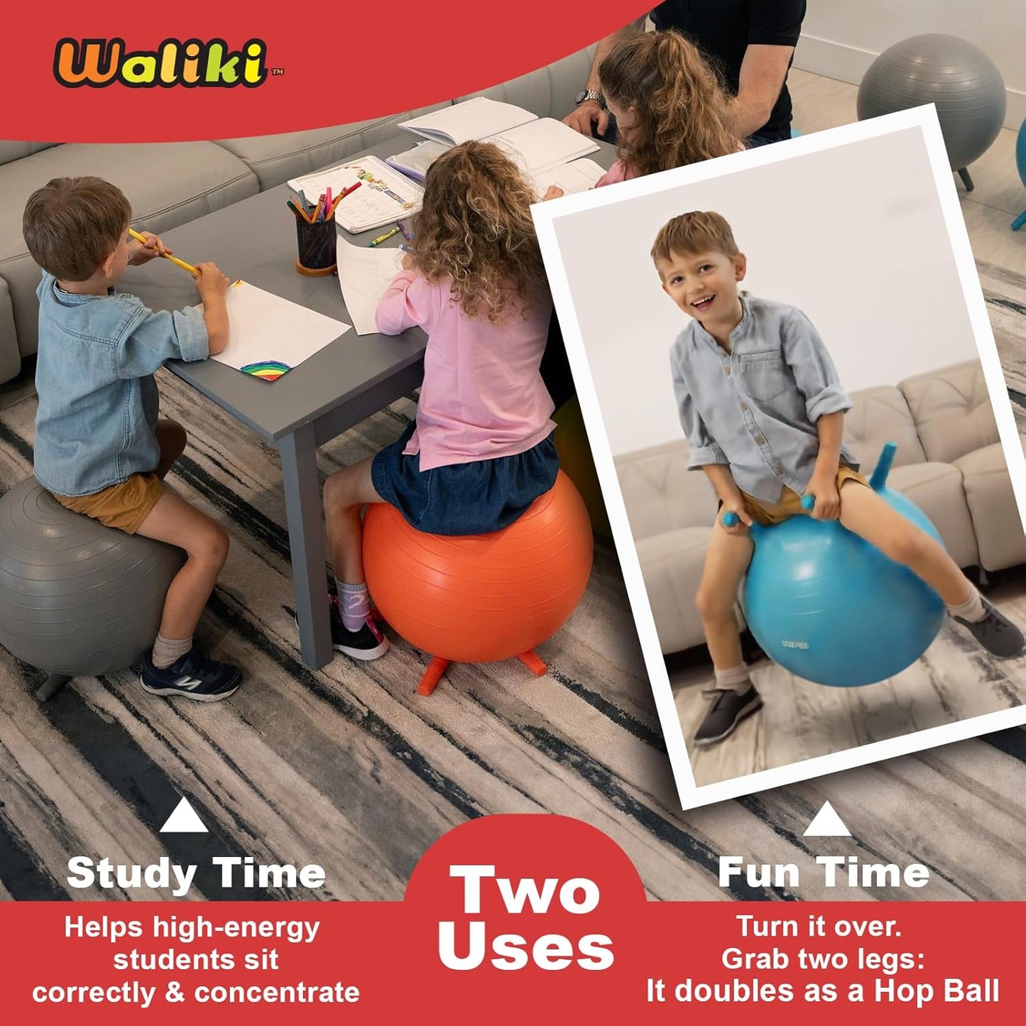 WALIKI 兒童足式瑜伽球椅 4張 Footed Yoga Ball Chair 4 PACK