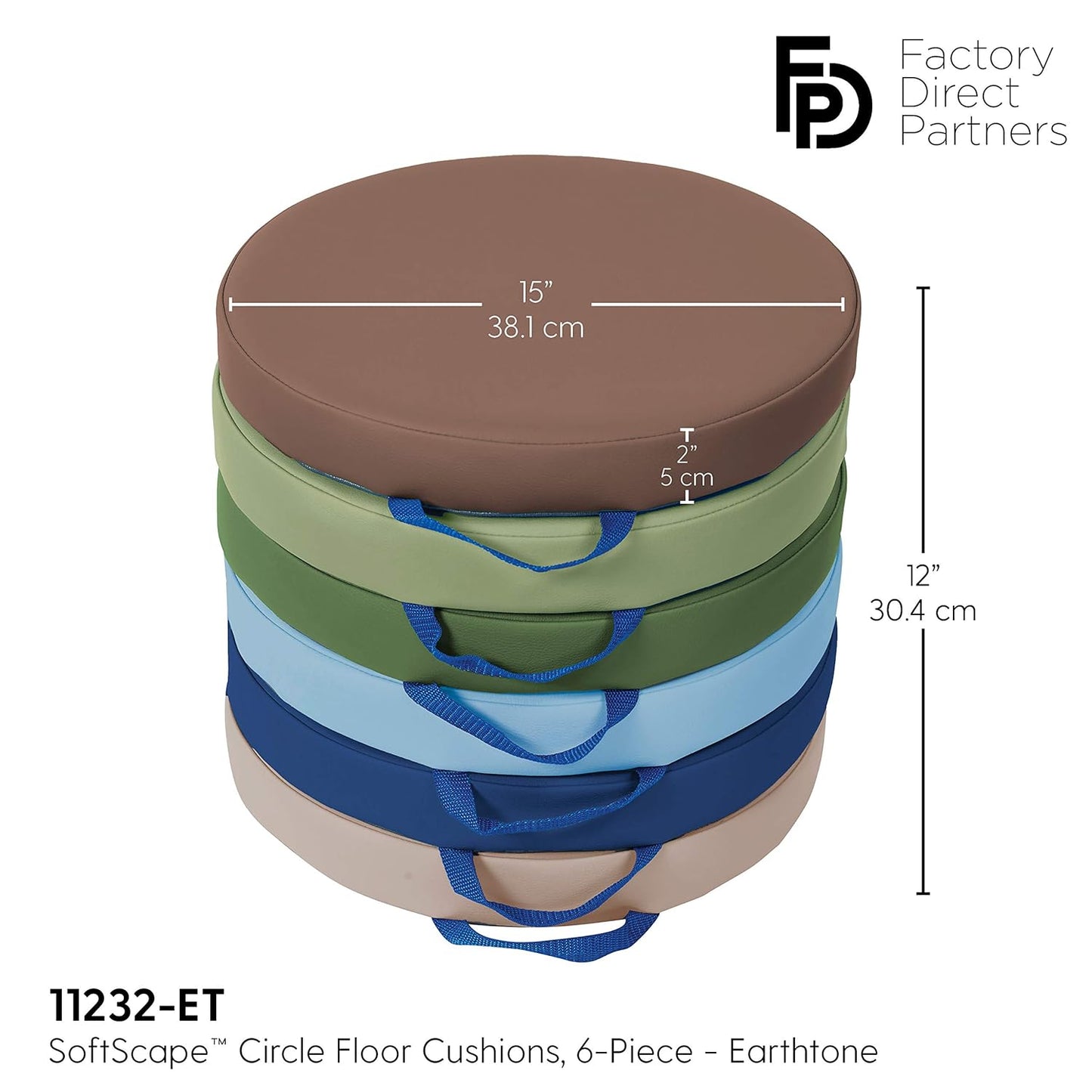 靈活學習地板坐墊6件組-大地色系 SoftZone Round Floor Cushions, 6-Piece Set - Earth Tones